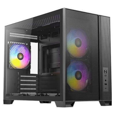 boitier micro atx antec flux m rgb noir panneau vitre