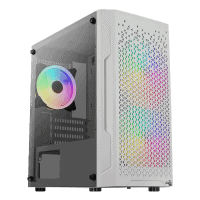 boitier pc micro atx aerocool trinity mini frgb blanc panneau vitre