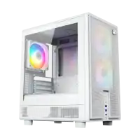boitier pc micro atx xyz atom rgb blanc panneau vitré