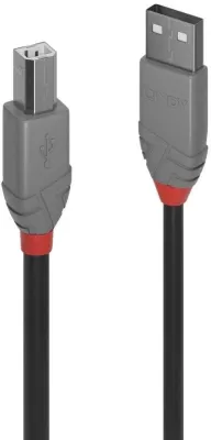 cable usb 2.0 lindy a b 2m gris