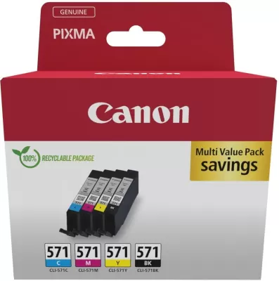 pack 4 cartouches canon cli-571 noir couleurs