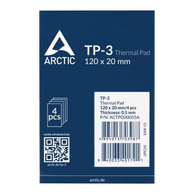 pads thermiques arctic tp-3 120x20x0,5mm bleu lot de 4