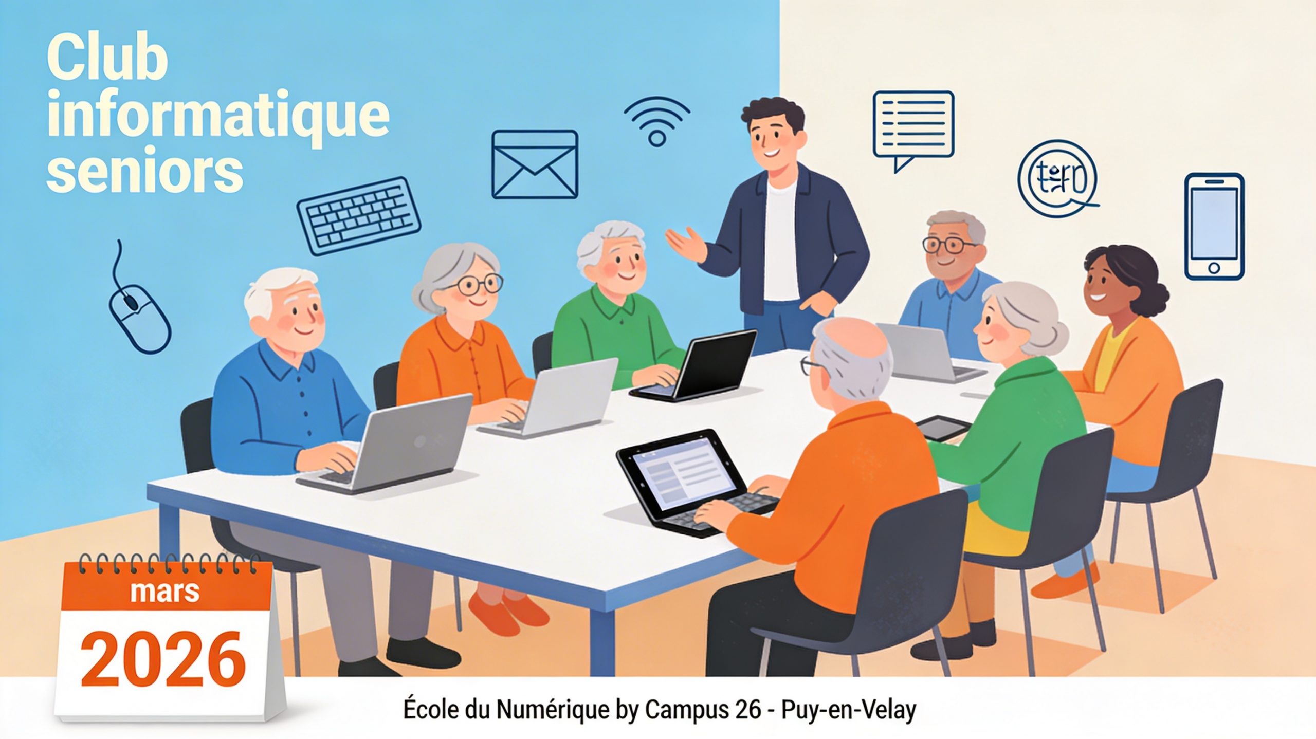 Club informatique seniors – Programme de mars 2026 à l’École du Numérique by Campus 26​​ - SJOUFFRE.FR