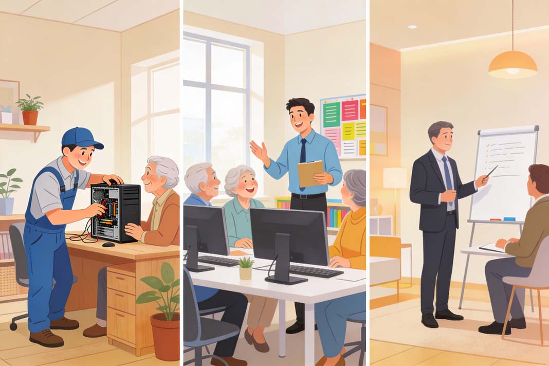 Illustration d'un espace de travail moderne avec ordinateur portable, carnet, stylo, tasse de café et plante verte